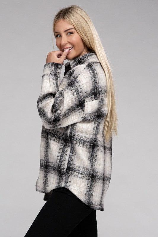 Cozy Plaid Flannel Shacket - Jacket