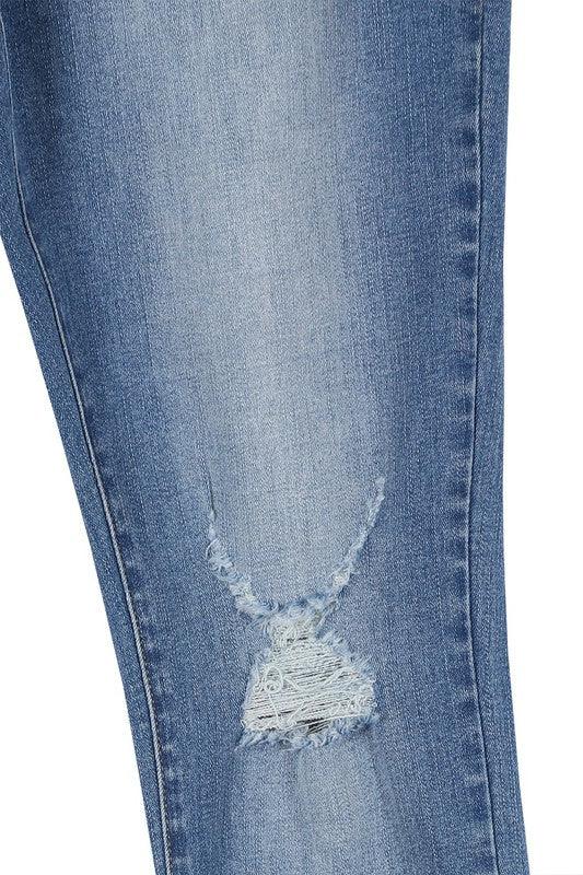 Dark Wash Distressed Skinny Jeans - Jeans