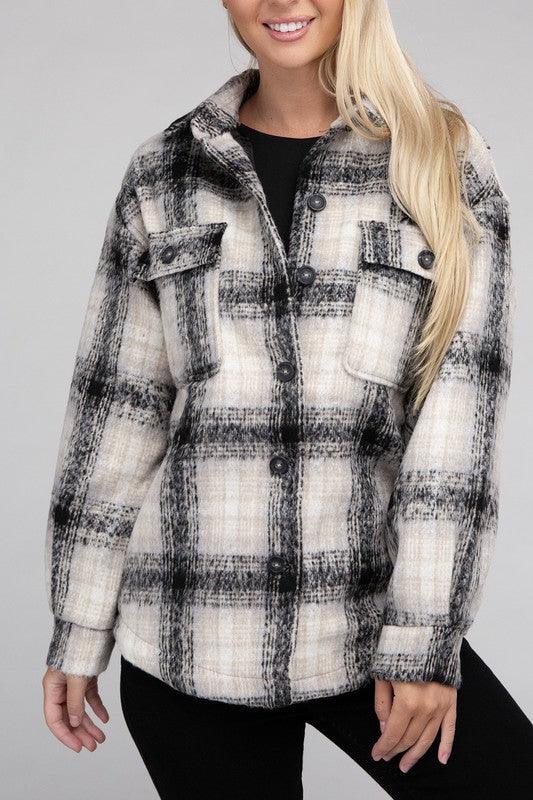 Cozy Plaid Flannel Shacket - Jacket