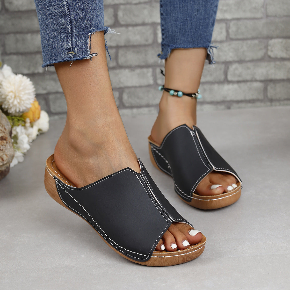 PU Leather Open Toe Sandal