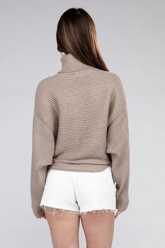 Viscose Dolman Sleeve Turtleneck Sweater - Sweater