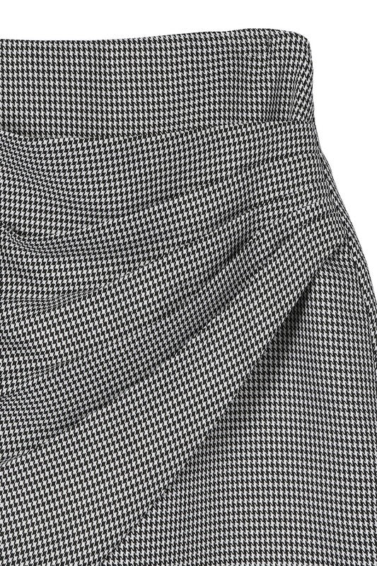 Lilou Houndstooth Shirred Wrap Mini Skirt