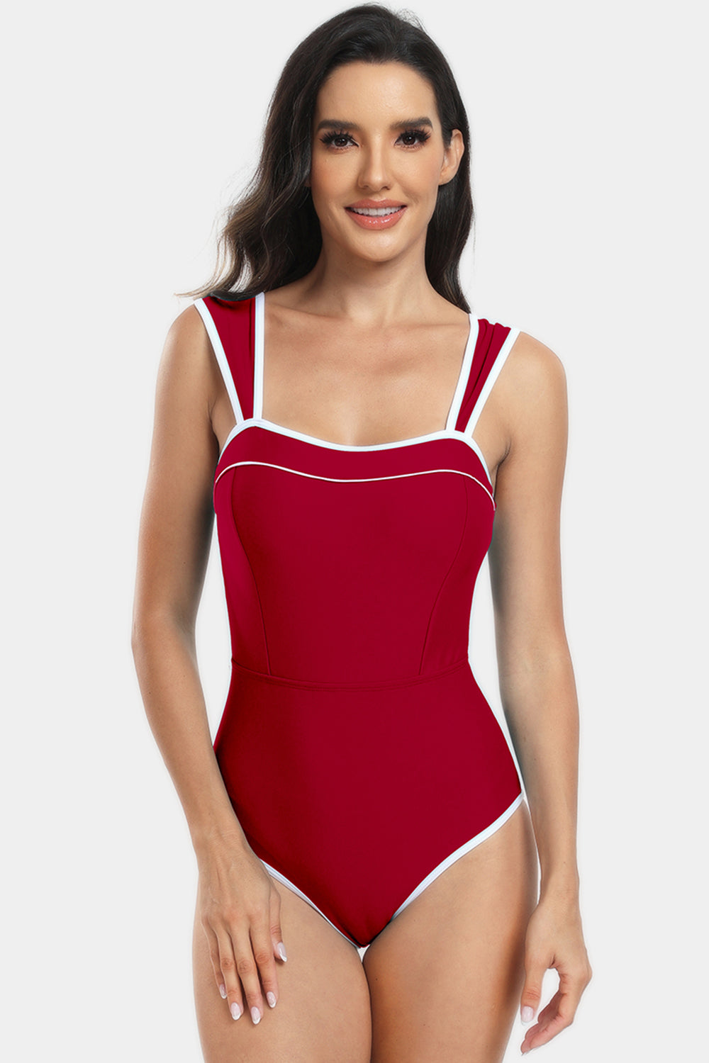 Contrast Trim Two-Piece Swimsuit and Cover Up Set