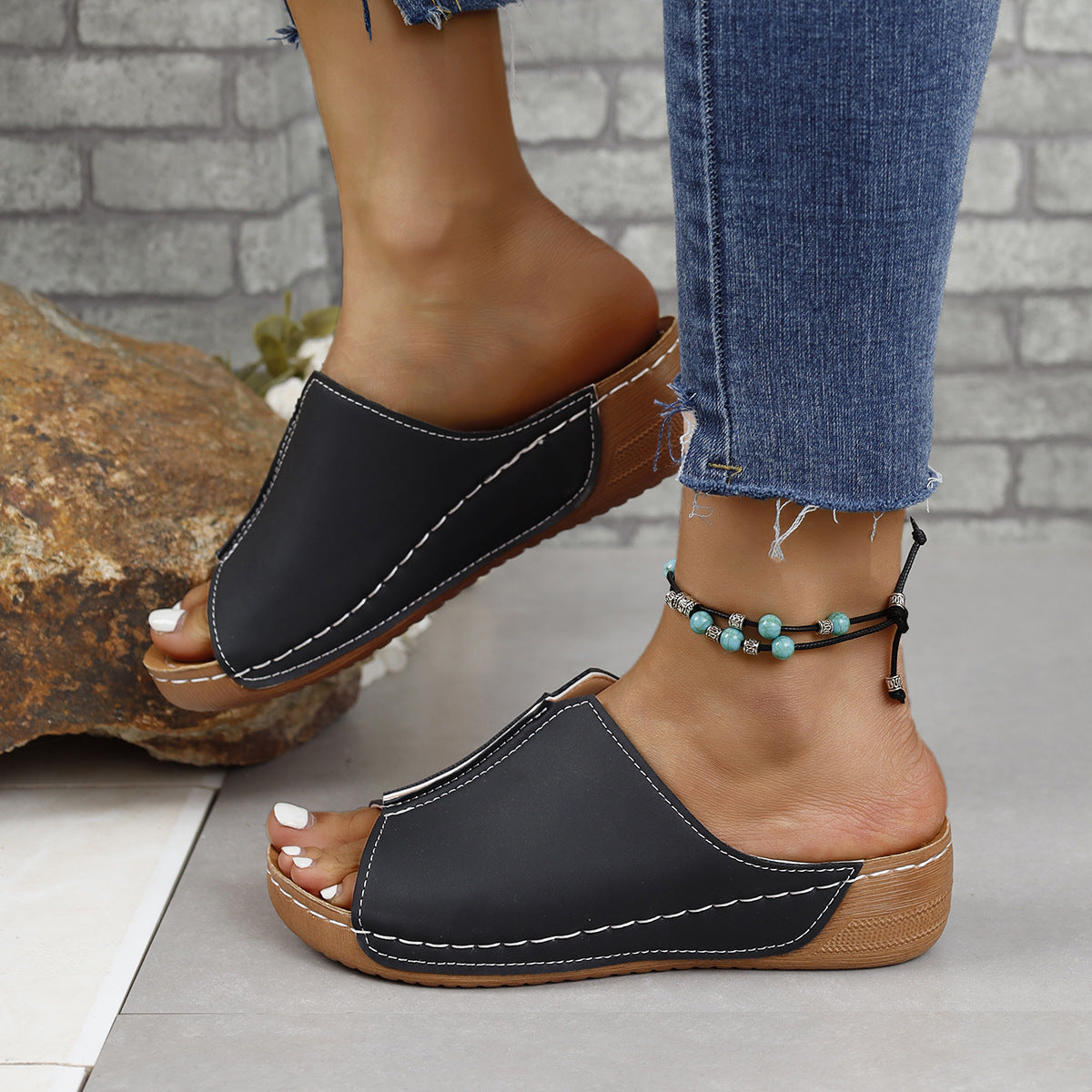 PU Leather Open Toe Sandal