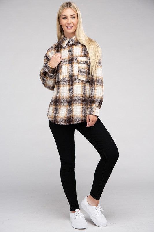 Cozy Plaid Flannel Shacket - Jacket