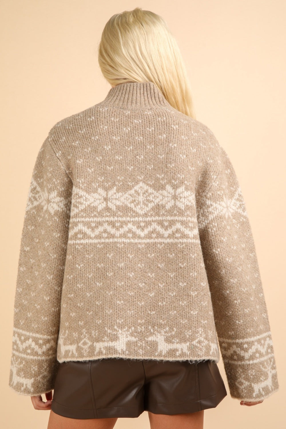 VERY J Christmas Element Mock Neck Fair Isle Sweater