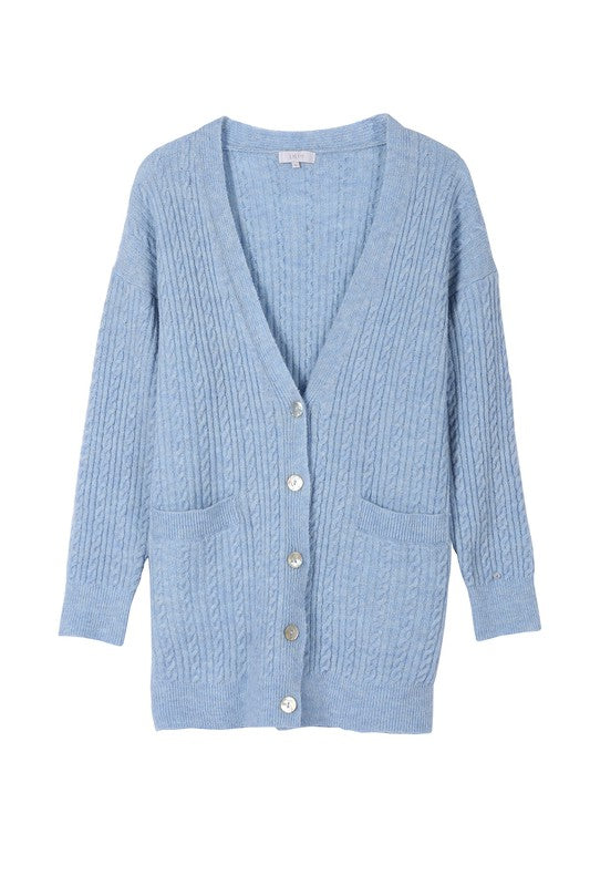 Lilou Wool Blended Cable Knitted Cardigan