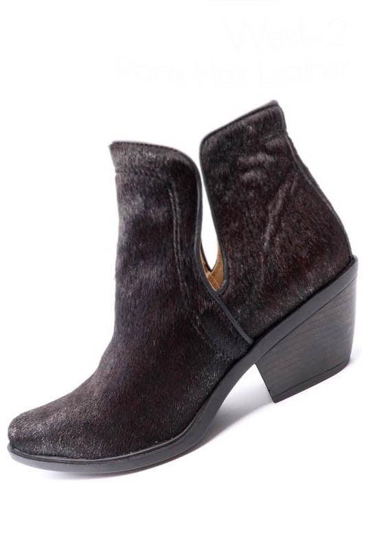 Western Cut Out Animal Hair Booties - Boots