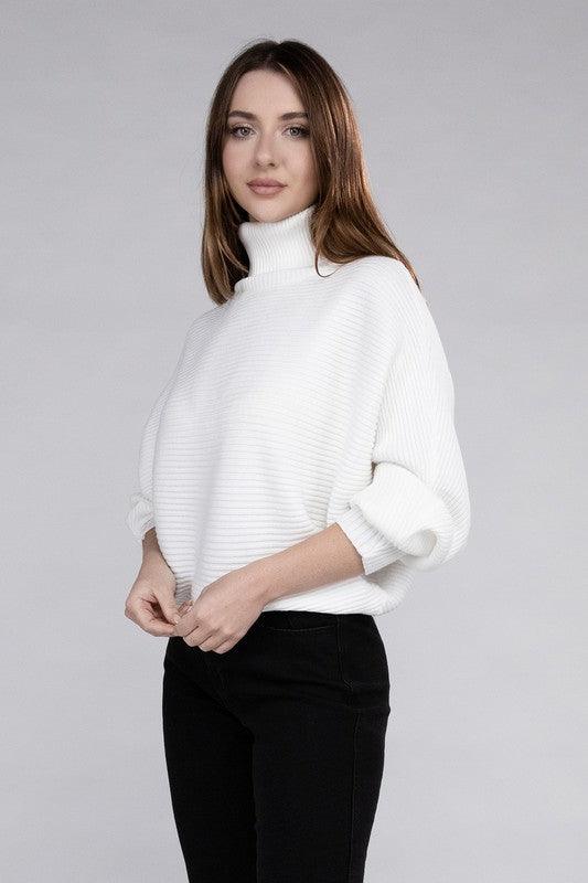 Viscose Dolman Sleeve Turtleneck Sweater - Sweater