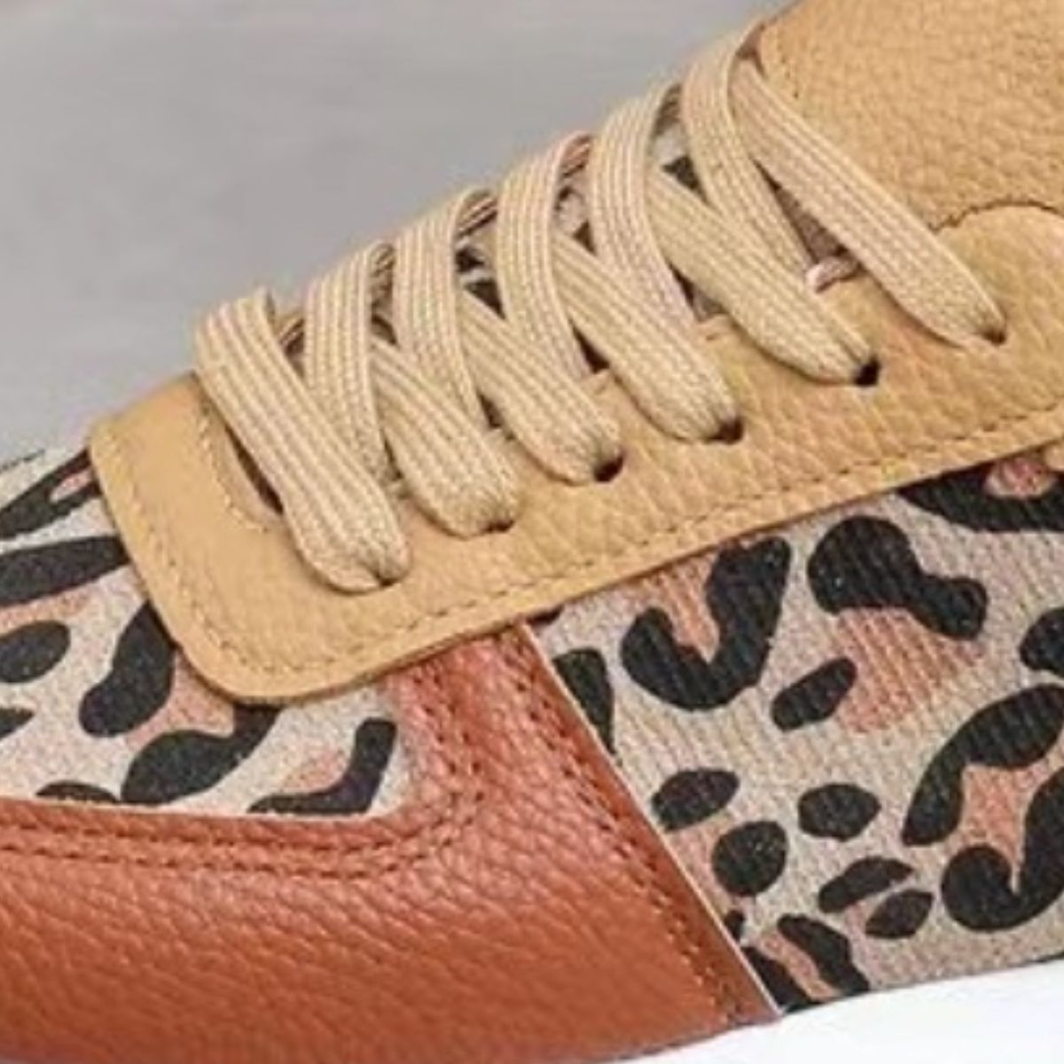 Tied Leopard PU Leather Sneakers