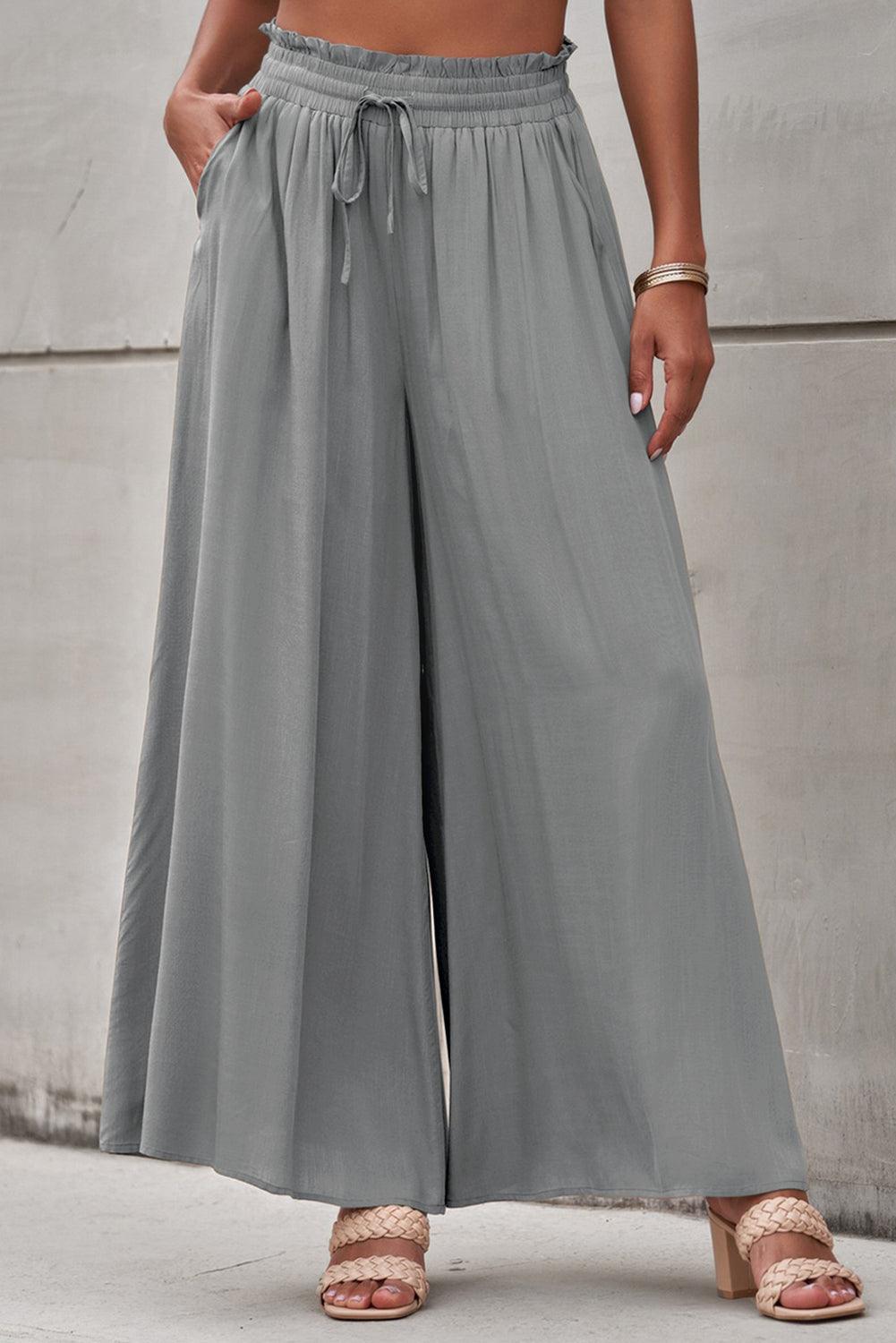 Drawstring Waist Wide Leg Pants - Pant