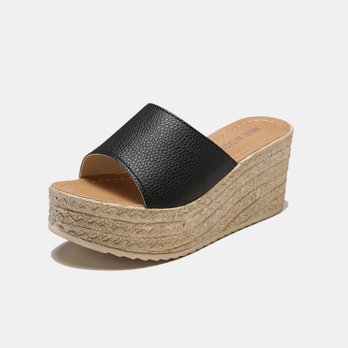 PU Leather Open Toe Wedge