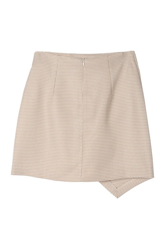 Lilou Houndstooth Shirred Wrap Mini Skirt