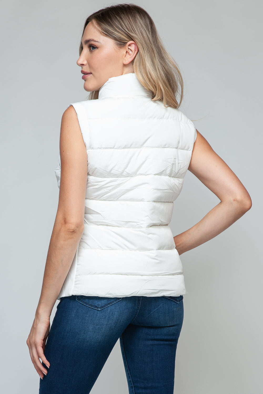 Snobbish Zip Up Turtleneck Puffer Vest with Pockets