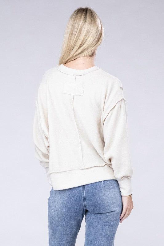 Brushed Melange Hacci Oversized Sweater - Sweater