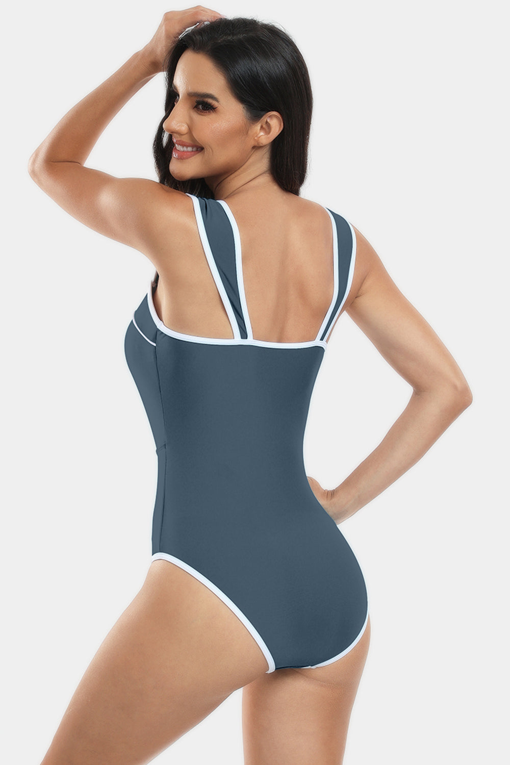 Contrast Trim Two-Piece Swimsuit and Cover Up Set