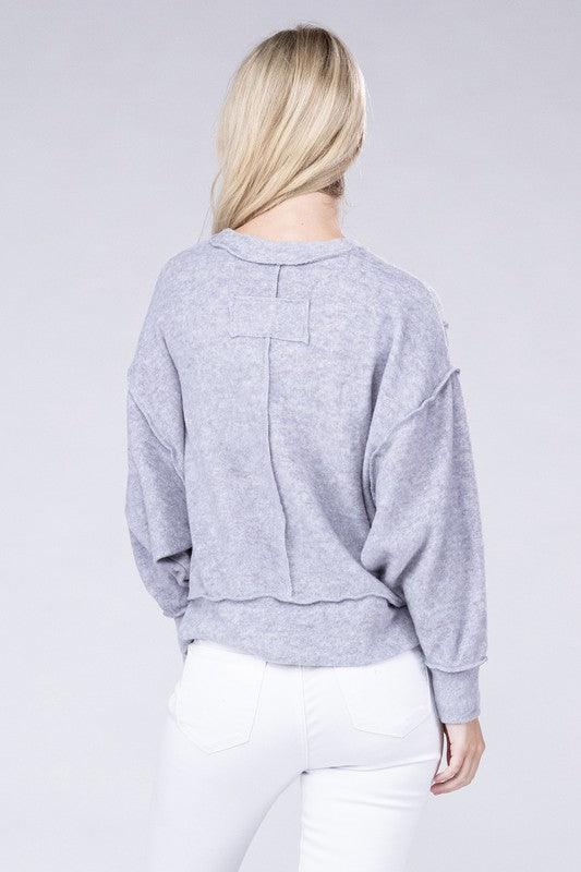 Brushed Melange Hacci Oversized Sweater - Sweater