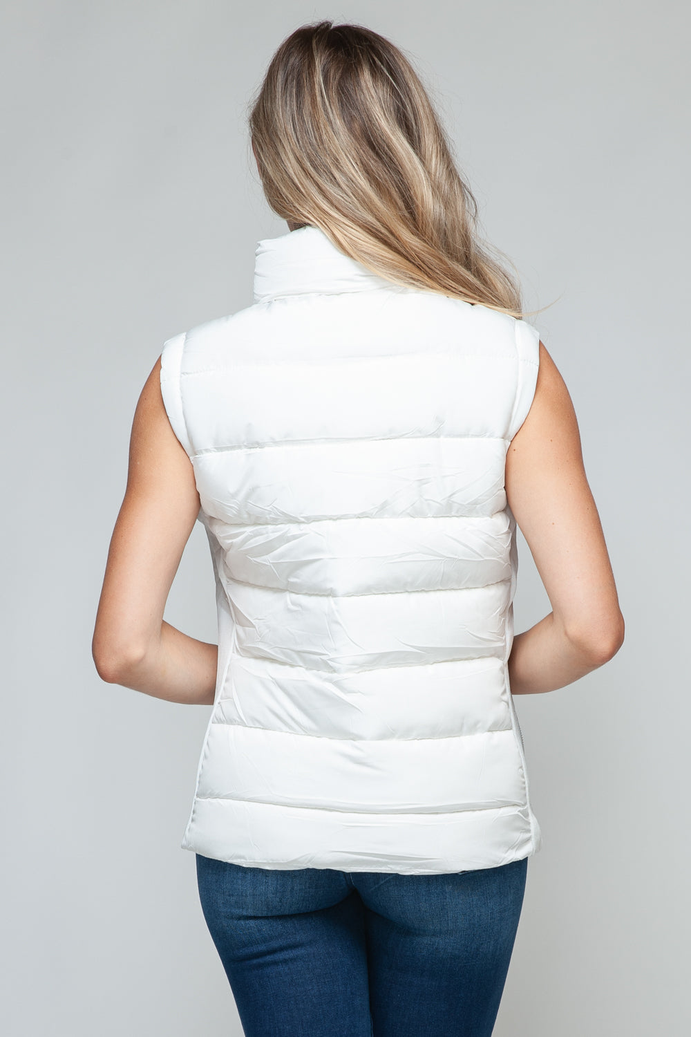 Snobbish Zip Up Turtleneck Puffer Vest with Pockets