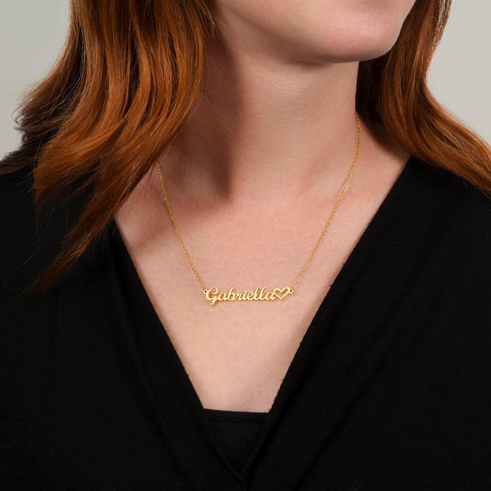 Custom Name Necklace + Heart - Jewelry