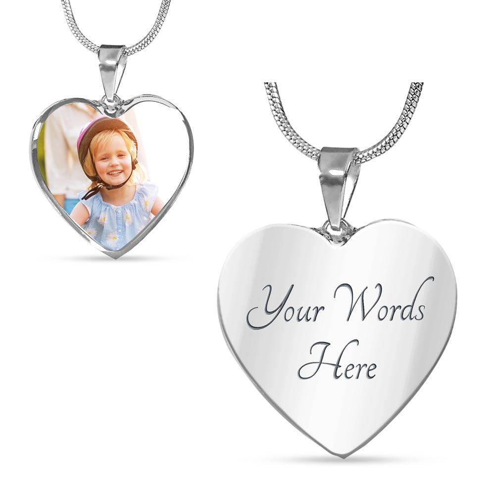 Heart Custom Photo and Message Necklace - Necklace