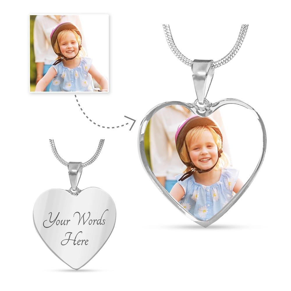 Heart Custom Photo and Message Necklace - Necklace