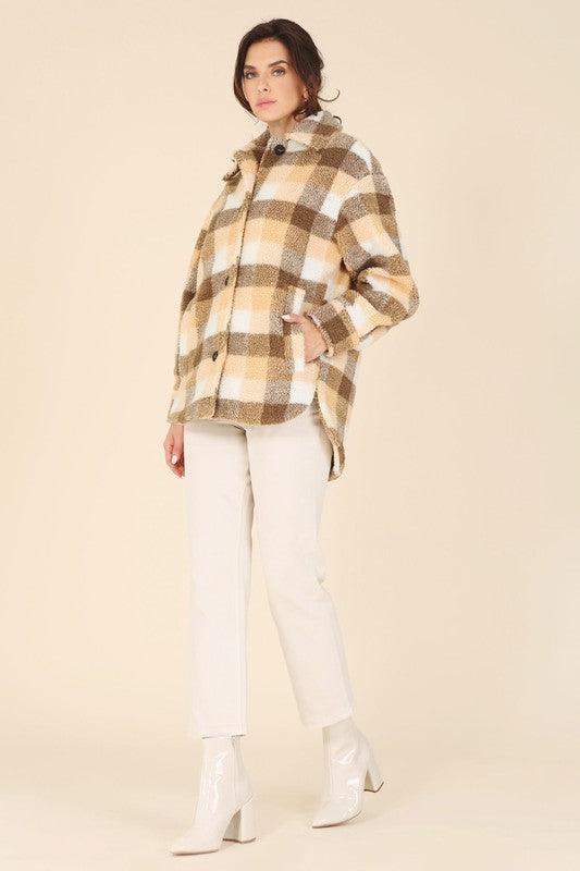 Plaid Sherpa Jacket with pockets - Jacket