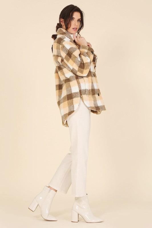 Plaid Sherpa Jacket with pockets - Jacket