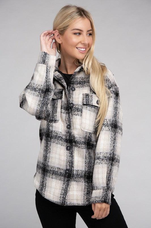 Cozy Plaid Flannel Shacket - Jacket