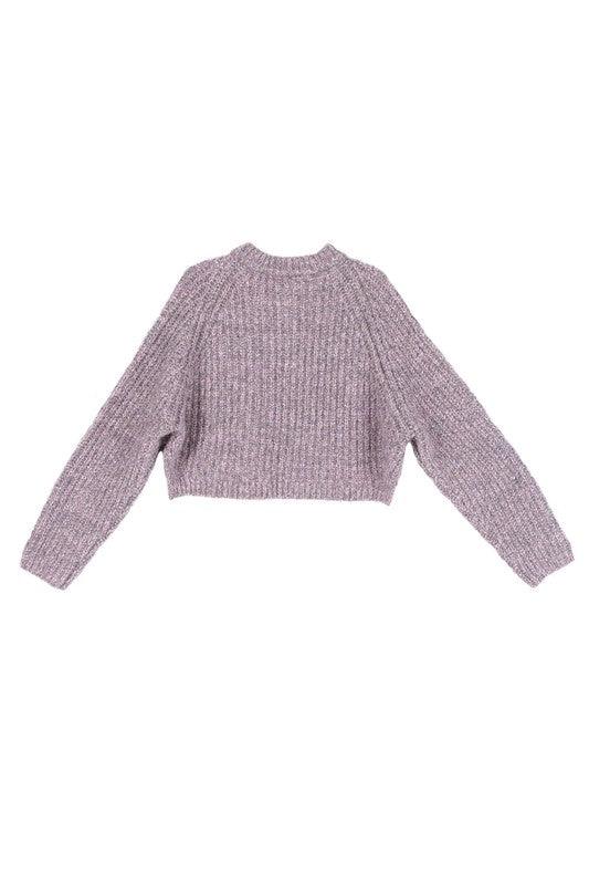 Melange Bottoned Cropped Sweater - Sweater