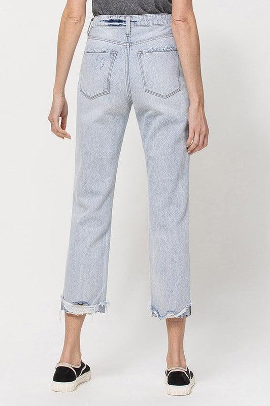 Super High Relaxed Cuffed Straight Jeans - Jeans