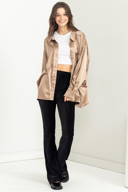 HYFVE Completely Charmed Oversized Satin Shirt