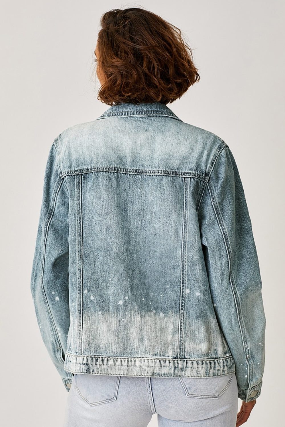 RISEN Button Up Ombre Washed Denim Jacket