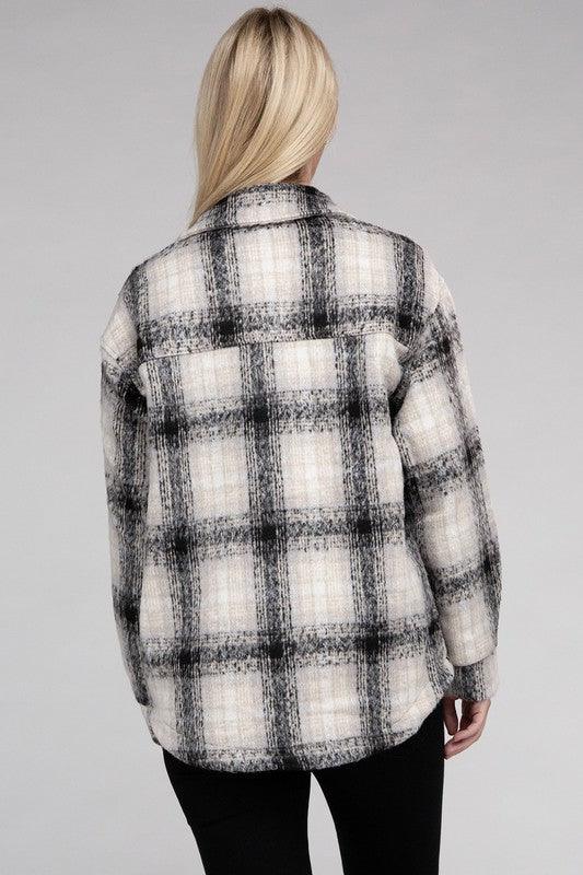 Cozy Plaid Flannel Shacket - Jacket