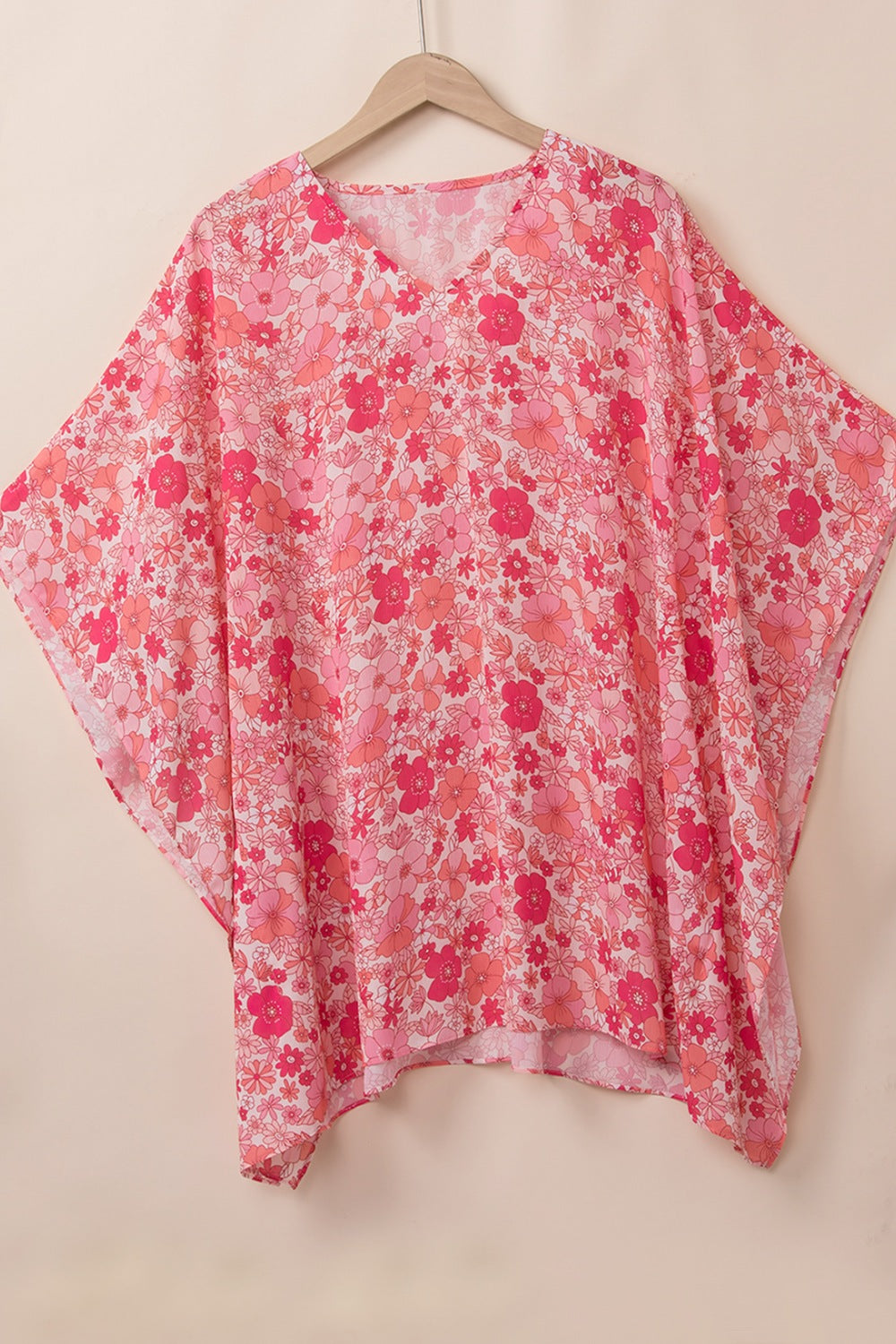 Floral V-Neck 3/4 Sleeve Blouse