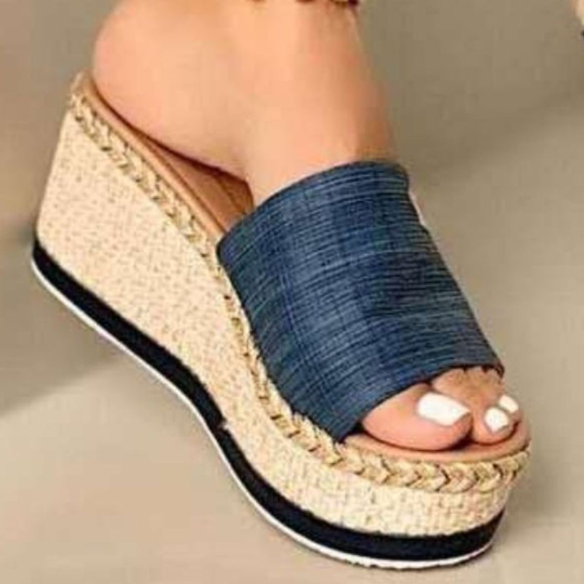 PU Leather Open Toe Wedge