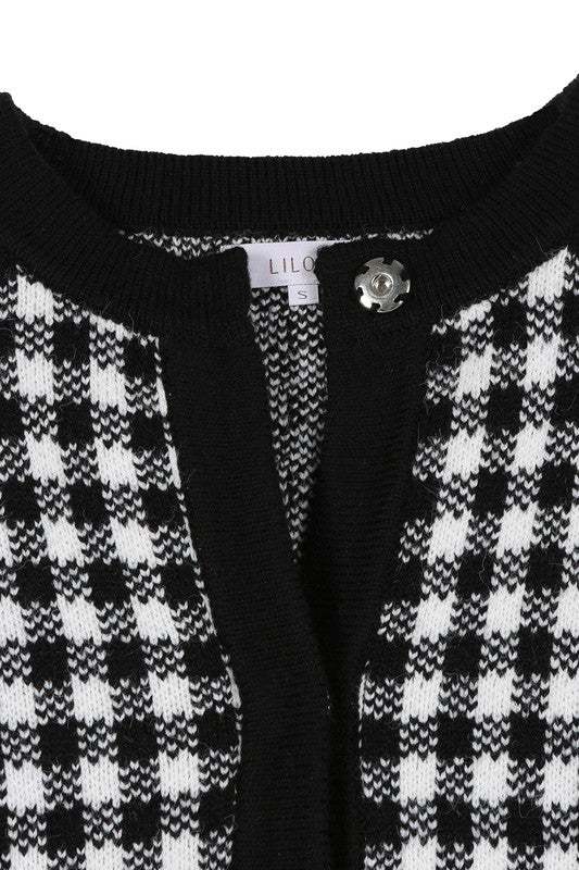 Lilou Black Check Knitted Jacket