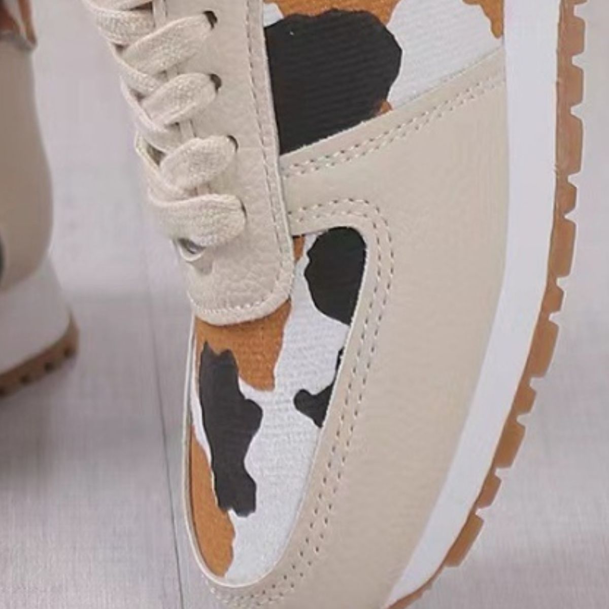 Tied Leopard PU Leather Sneakers