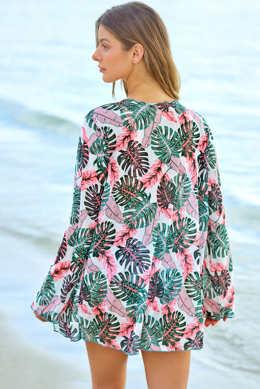 Printed Three-Piece Bikini Set and Cover Up