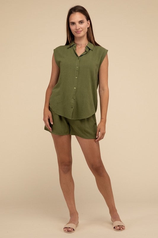 HYFVE Linen Shirt and Shorts Set