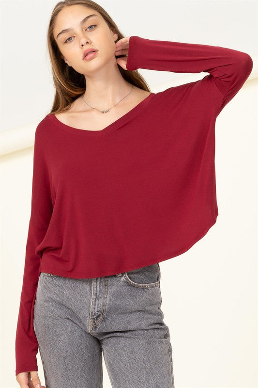 HYFVE Love Me Right V Neck Loose Fit Top