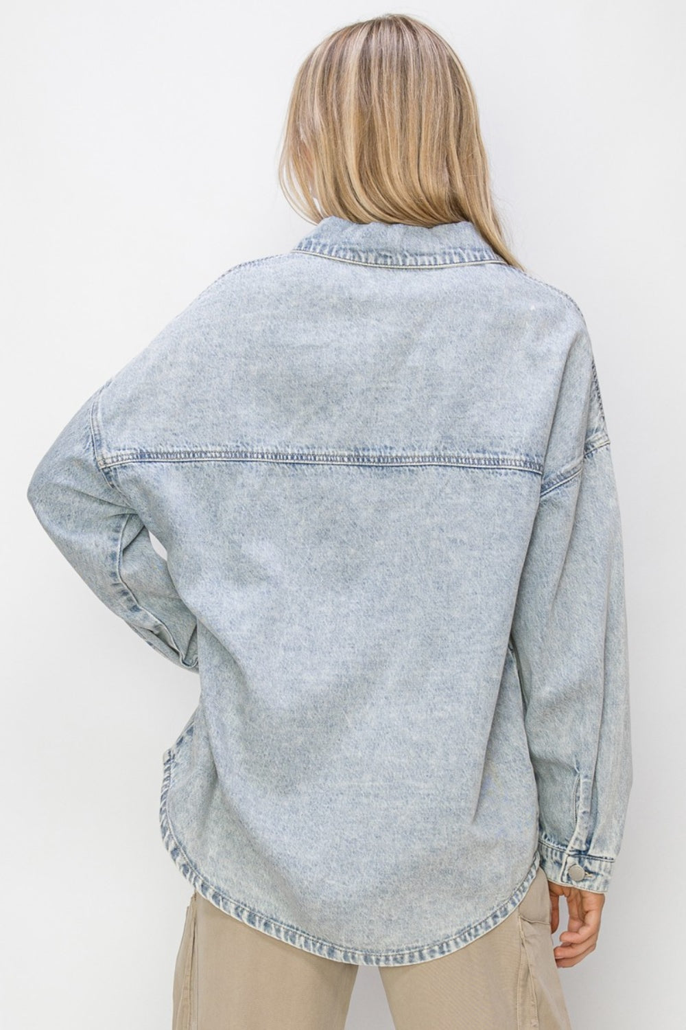 RISEN Button Up Long Sleeve Denim Shacket