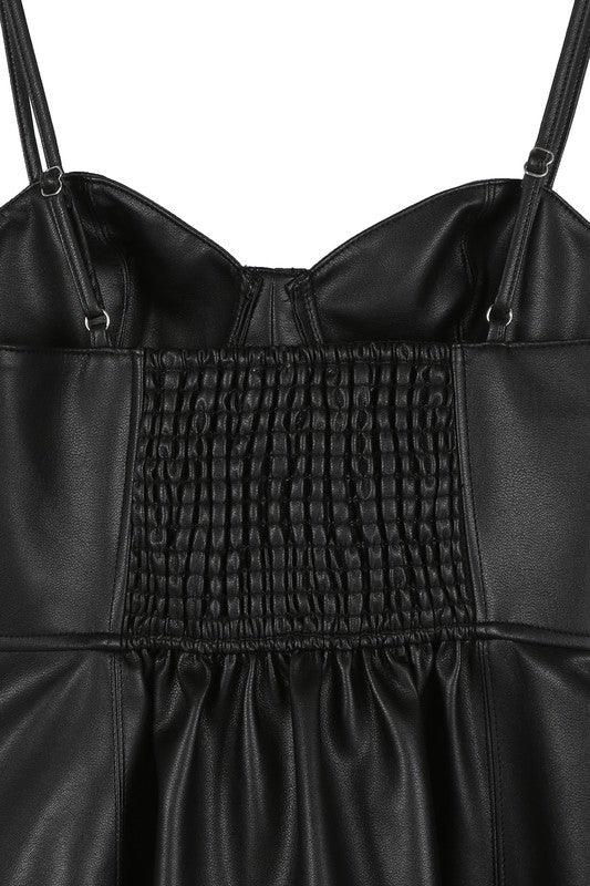 Vegan Leather Bustier Mini Dress - Dresses