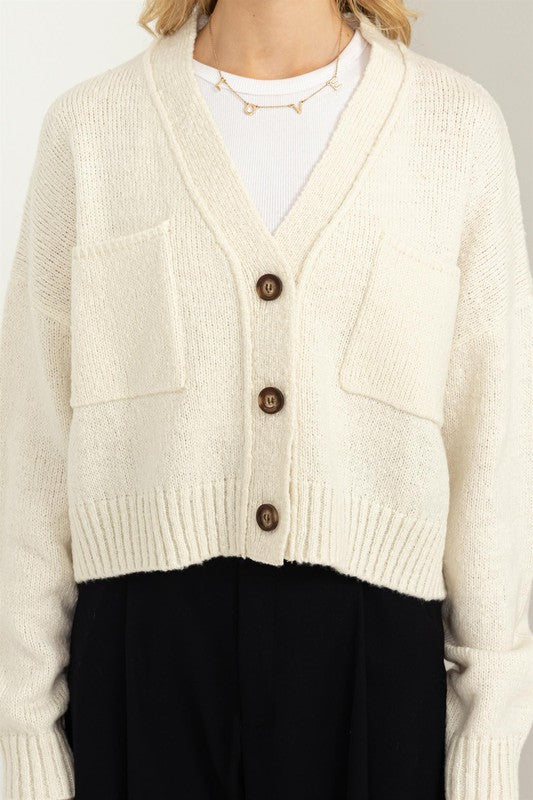 HYFVE Cute Mood Crop Shoulder Cropped Cardigan Sweater