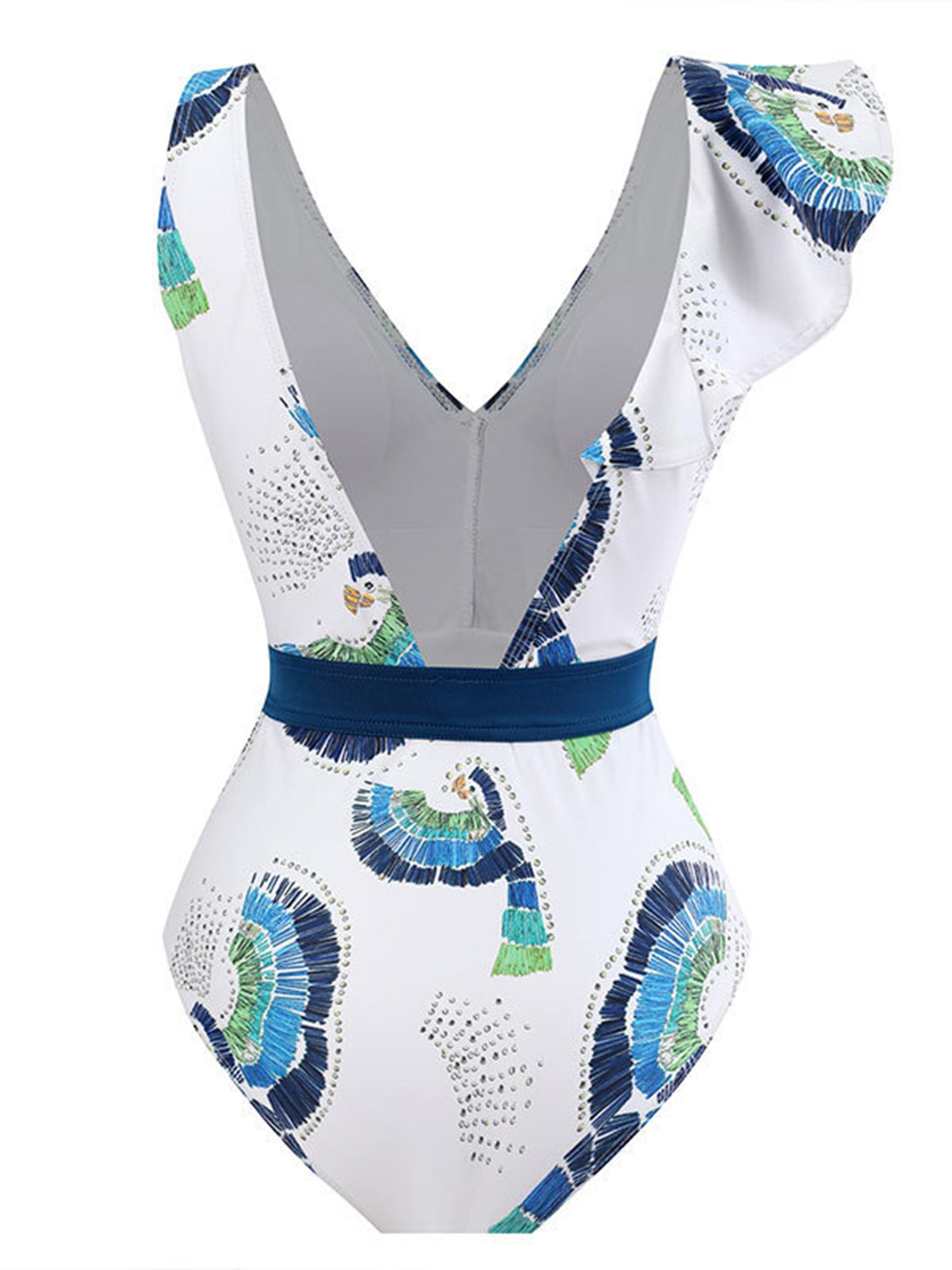 Tied Printed V-Neck Sleeveless One-Piece Swimsuit