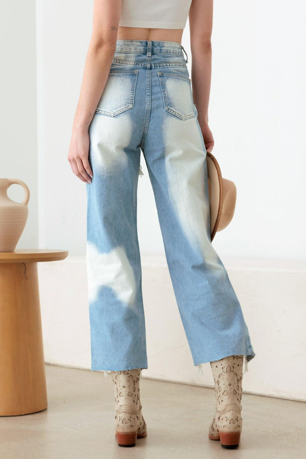 Litz La Frayed Cut Distressed High Rise Jeans