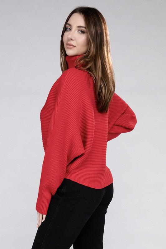 Viscose Dolman Sleeve Turtleneck Sweater - Sweater