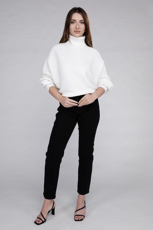 Viscose Dolman Sleeve Turtleneck Sweater - Sweater