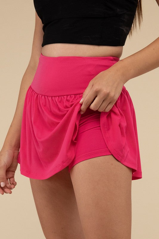 ZENANA Wide Band Active Tennis Skirt with Zippered Back Pocket