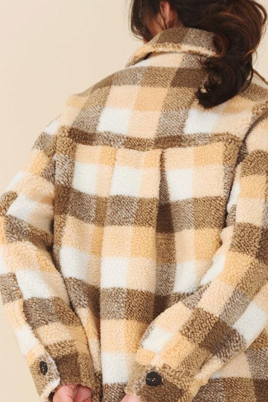 Plaid Sherpa Jacket with pockets - Jacket