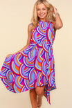 Haptics Full Size Mock Neck Sleeveless Multicolored Dress